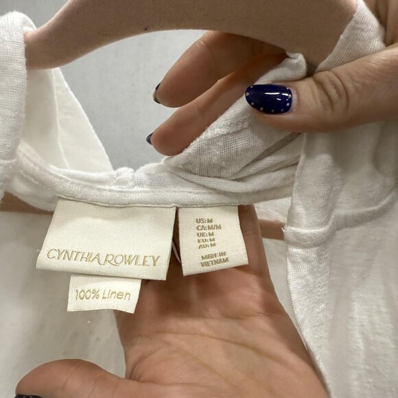 Cynthia Rowley Cardigan Sweater Womens Medium White 100% Linen Hooded Open Front - Picture 2 of 9